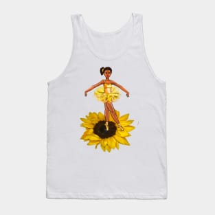 Ballet sunflower dance - black ballerina  in yellow tutu - brown skin ballerina on a flower Tank Top